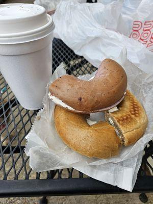 Coffee, Blueberry and pumpkin bagels