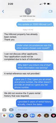 Conversation with "Lori" property management