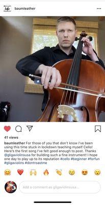 The good part of "shelter-in-place"! #cello #gliga Thank you for sharing!