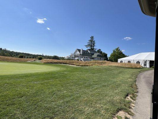 view of the club house from 9th green