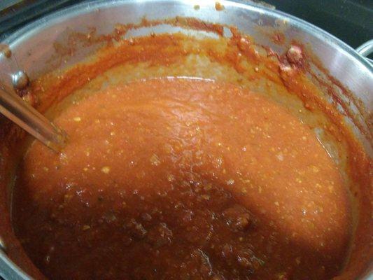 Spaghetti sauce, takes 3 days to make. $10.. With salad and bread.