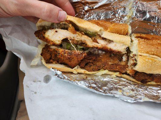 The Bombaruski chicken cutlet sandwich with jalapeño mayo, pepper jack and spicy chips!