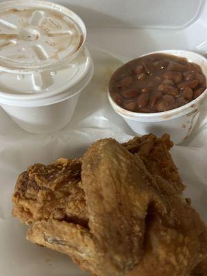 Fried chicken and pinto beans