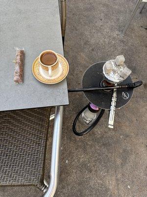 Turkish coffee and grape mint hookah