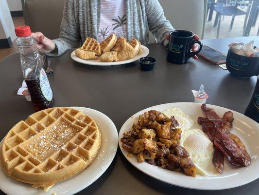 Chicken and Waffles. Classic breakfast with a waffle