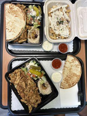 Chicken gyro plate and Greek Fries