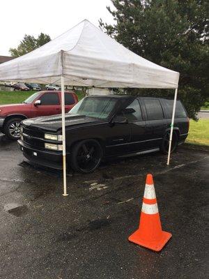 We cover vehicle in case of raining