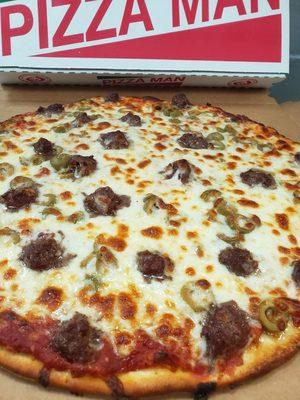 Beef and Green Olive thin crust