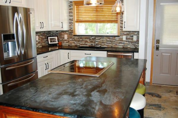 Soapstone kitchen with stunning glass/stone backsplash