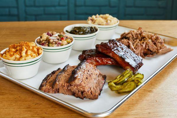 Barbecue Tray w/ Brisket, Ribs, + Pulled Pork