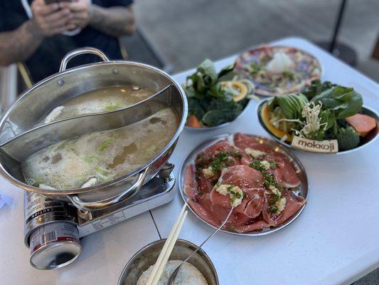 Chicken broth, New York and Toro Fatty Belly