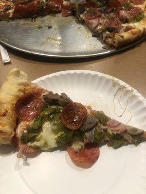 supreme pizza with green chile