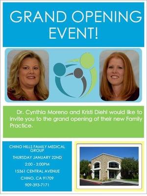 Grand Opening & Ribbon Cutting - Chino Hills Family Medical Group
Dr. Cynthia Moreno and Kristi Diehl  January 22, 2015