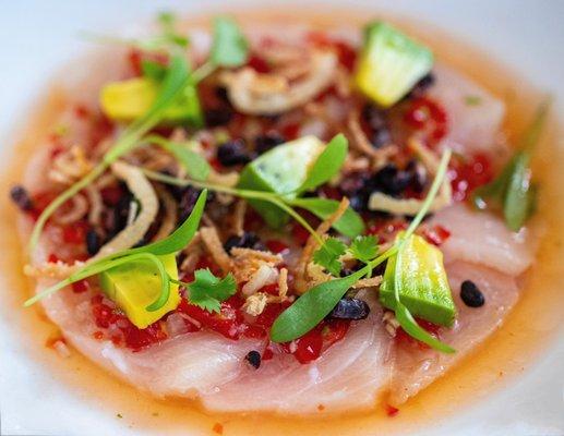 Hamachi crudo. Tasty but slightly overpowering fish sauce. Lime helps...