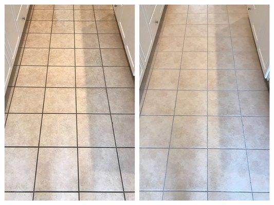 Before & After: Kitchen tile & grout cleaning in Roseville