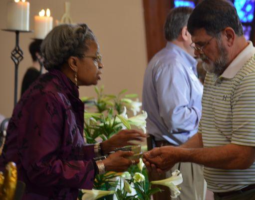 Celebrating Holy Communion at Christ Concord.