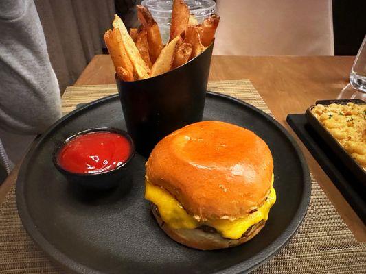 Kids meal cheese burger & fries