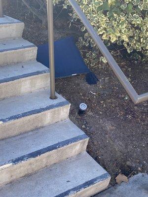 Pillow next to stairway