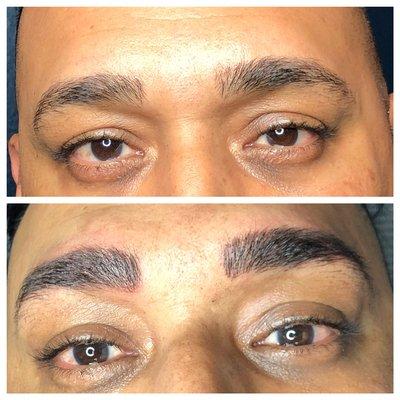 Men's before & after of Microblading