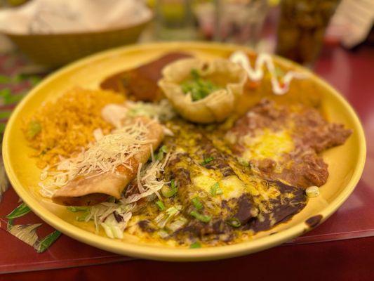 A Taste Of History (1996) Cheese Enchilada, Rolled Beef Taco, Chile Relleno And Pork Tamale, Spanish Rice and Refried Beans