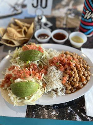 Special  2 Tacos Platter with avocado and chips