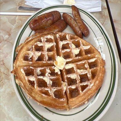 Waffle and sausage