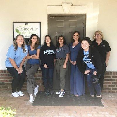 The Pineville Dentistry Team, representing Tar Heels. Good Luck to Pooja Mistry as she is starting her first year at Chapel Hill in the fall