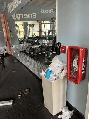 Nasty gym with broken equipment and no lock on the door