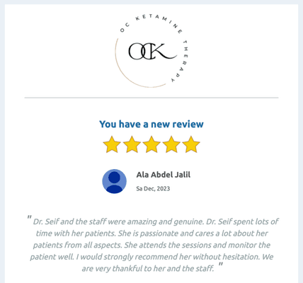 Another awesome review from our amazing patients