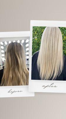 Before and after blonde highlights