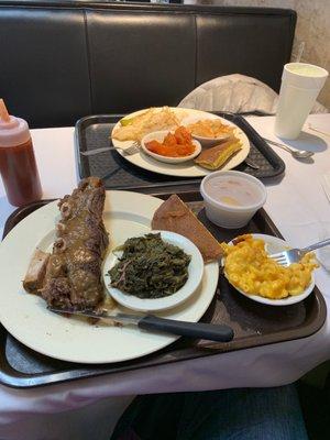 Short ribs w/Mac & cheese,turnip greens Baked catfish w/sweet potatoes