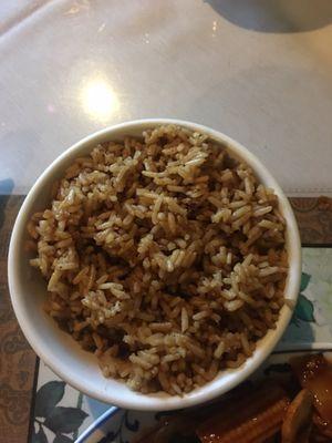 Fried rice. No veggie only soy sauce.