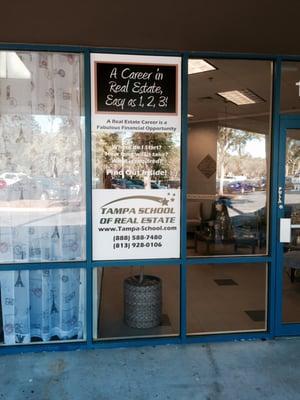 Look for the sign in the window to find our Tampa Palms Classroom at the Shoppes of Amberly Plaza