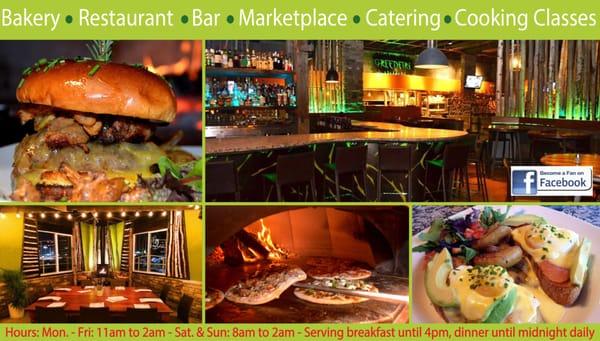 Bakery-Restaurant-Bar-Marketplace-Catering-Cooking Classes-Grass Fed Burger-Wood Fire Pizza-Steakhouse-Pasta-Fresh Seafood