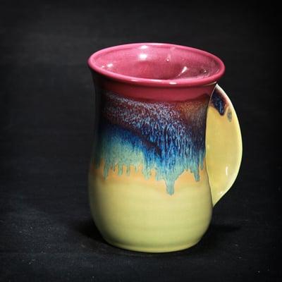 Beautiful Clay-in-Motion Handwarmer Mug -- from the pottery studio in Milton-Freewater, Oregon.