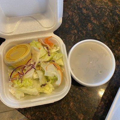 Salad and miso soup