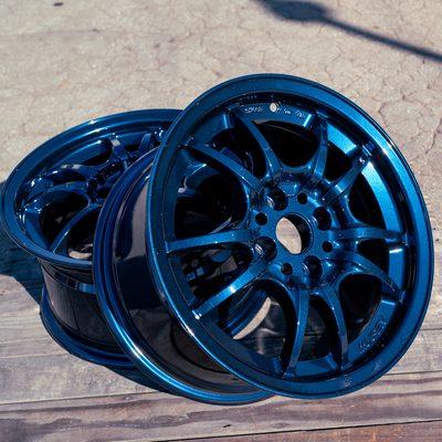 Mugen wheels refinished in Volk Mag Blue