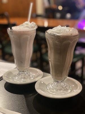 Strawberry and Chocolate Milkshakes