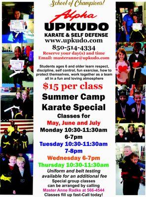 Summer Camp Classes start now!