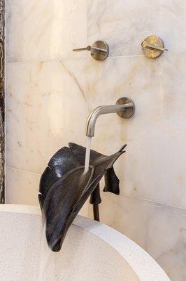 Rockport Master Bath custom metal faucet waterfall