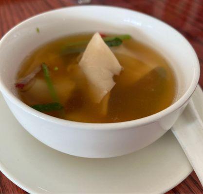 Wonton soup! Sorry we had already eaten some before taking the picture.