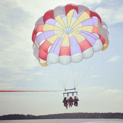 Three friends parasailing!