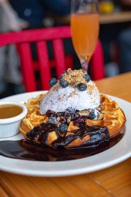 Blueberry Cheesecake crumble waffles, monthly special