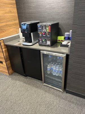 Complimentary drink station in waiting room