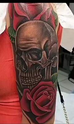 Skull and roses