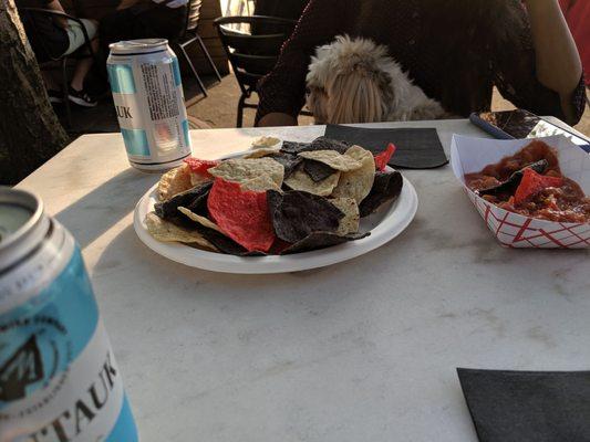 Salsa chips and beer