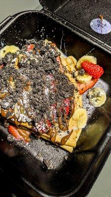 LA Crêpe's Strawberry + Banana with Nutella, condensed milk and Oreo crumbs.