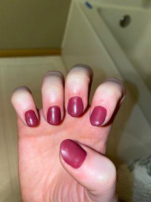 So much texture and the nails are not the same shape at all.