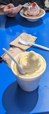 Dole whip pineapple and brownie sundae.