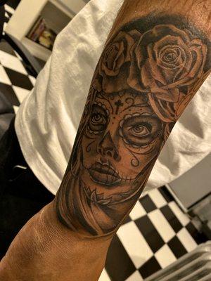 Day of the dead tattoo done by Hector